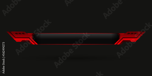 Abstract black and red lower third game interface screen title banner
