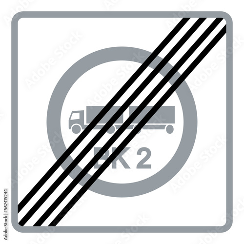 Traffic signs. Road signs. Instruction road signs. End of scope of a sign. Capacity class limitation for roads of class BK2, the maximum value is 51,4 tons.