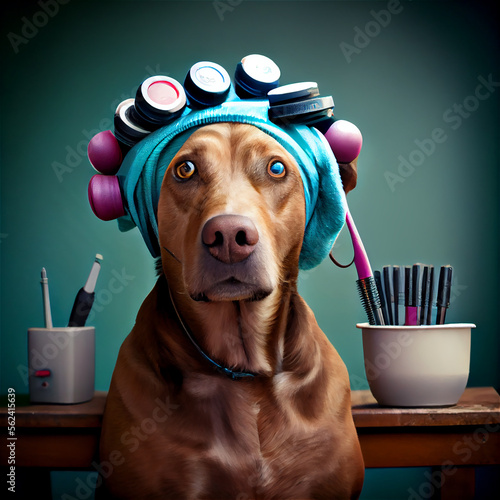 Funny portrait of a dog wit...