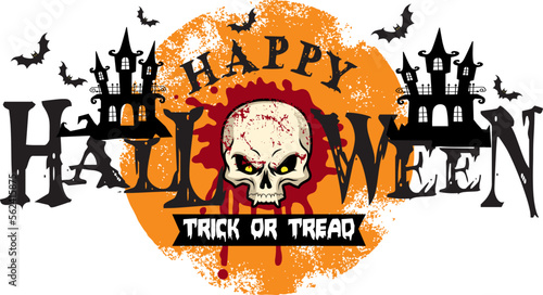 Happy Halloween Card Design Elements On Background  vector illustration