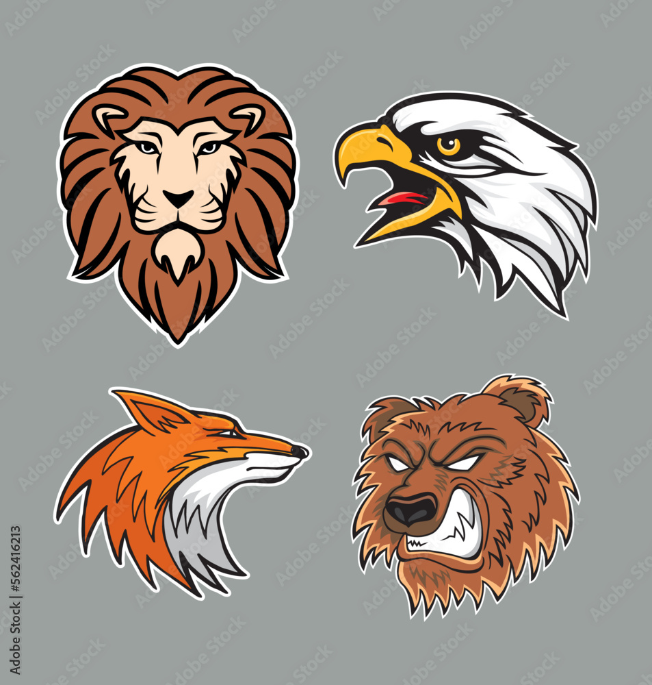 Set of Four Animal Mascots, Vector Illustration Set of Four Animal Mascots, Vector Illustration