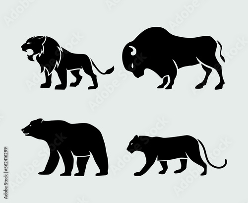 Set of Four Animal Mascots  Vector Illustration