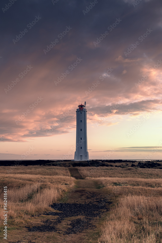 Malariff lighthouse during sunrise - Iceland Malariff lighthouse during sunrise - Iceland