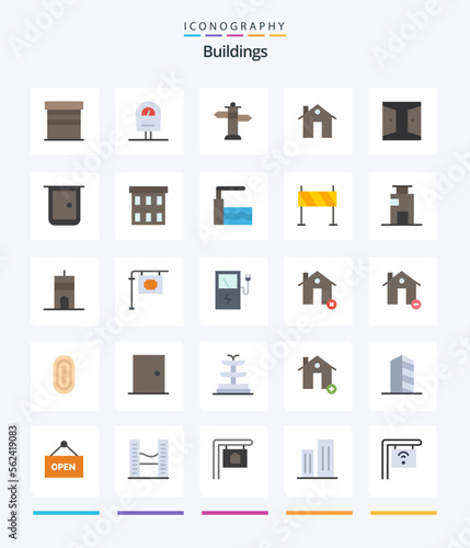 Creative Buildings 25 Flat icon pack Such As gate. buildings. sign. construction. building