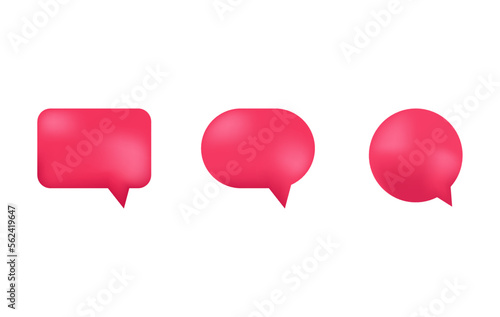 3d pink speech bubble chat icon collection set poster and sticker concept Banner