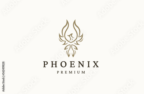 Phoenix bird logo icon design template flat vector