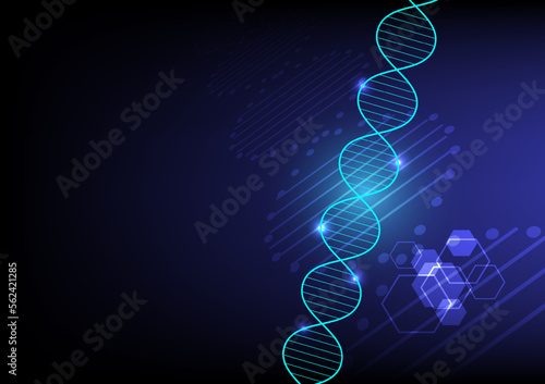 Abstract DNA design on technology background.