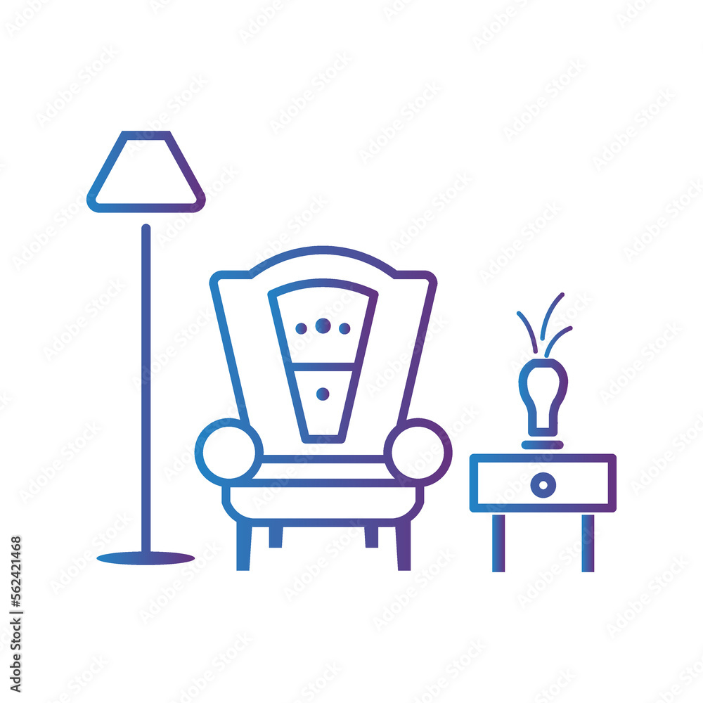 Furniture logo creative design. Chair design with line art technique Furniture logo creative design. Chair design with line art technique
