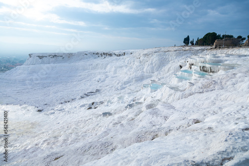 View of the travertines  Pamukkale  Turkey. A popular destination for tourism