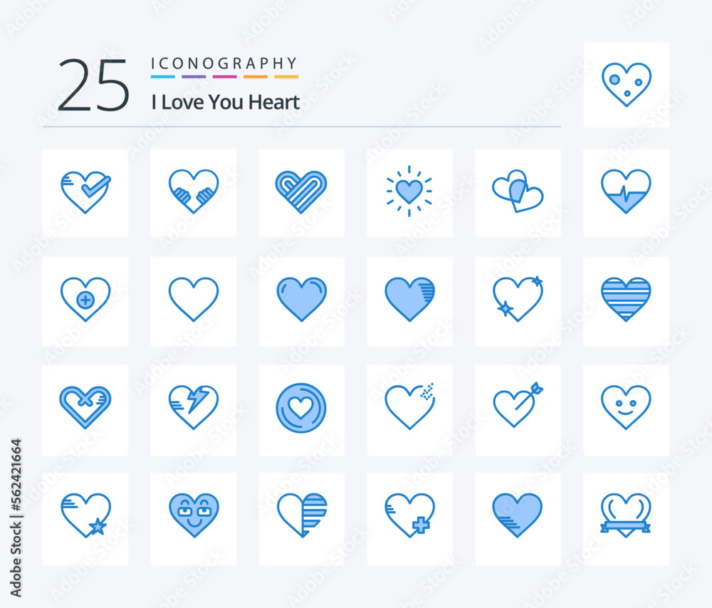 Heart 25 Blue Color icon pack including add. like. favorites. love. heart