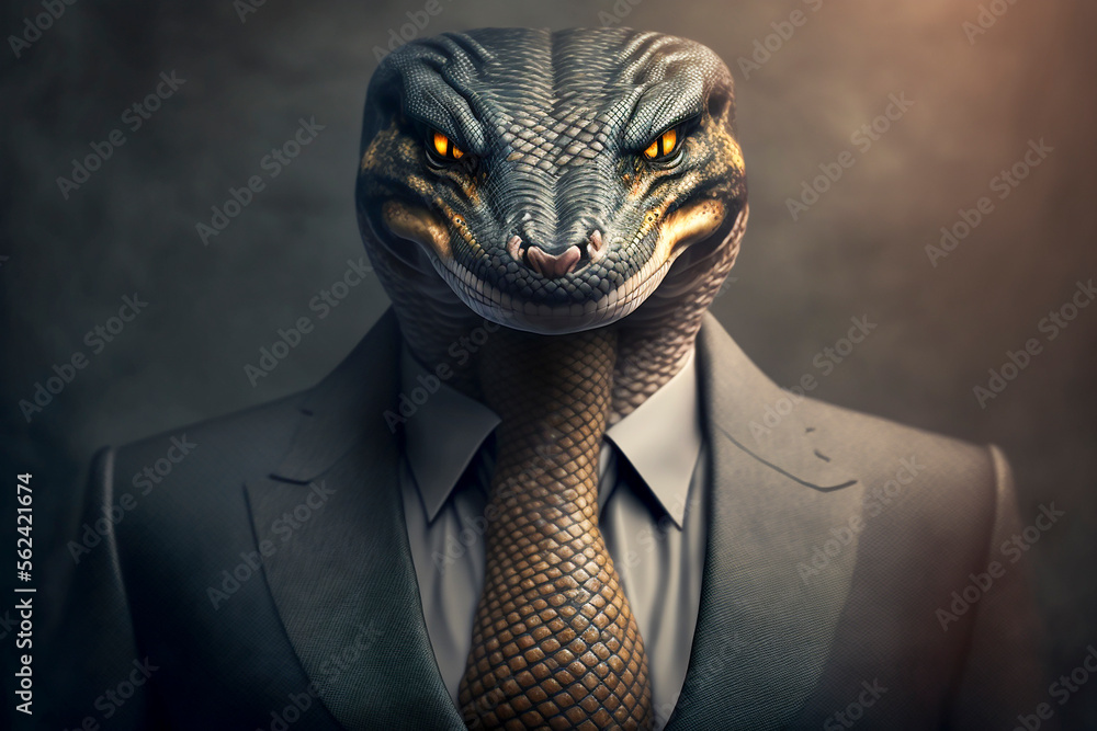Portrait of a snake in a stylish business suit. Generative AI ...