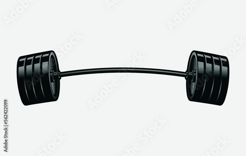 Vector hand drawn silhouette of curved dumbbell isolated on white background. Template for sport icon, symbol, logo or other branding. Modern retro illustration.