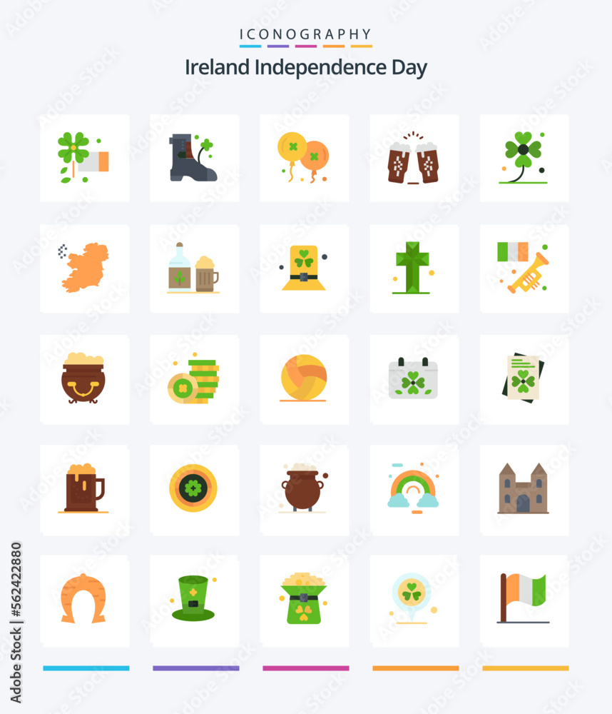 Creative Ireland Independence Day 25 Flat icon pack  Such As ireland. clover. birthday and party. ireland. wine