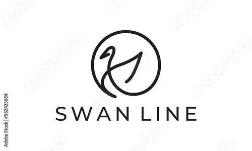 bird logo design. abstract line swan template vector illustration.