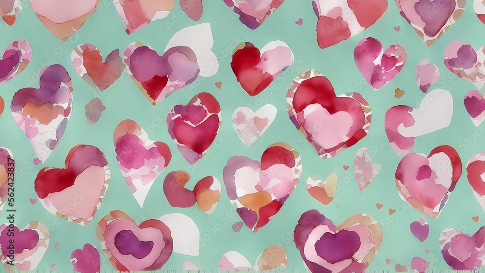 Valentine day themed wrapping pattern art using Generative AI