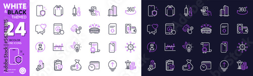 Medical vaccination, Eco energy and Certificate line icons for website, printing. Collection of Stock analysis, Customer satisfaction, Full rotation icons. Heart, Human resources. Vector