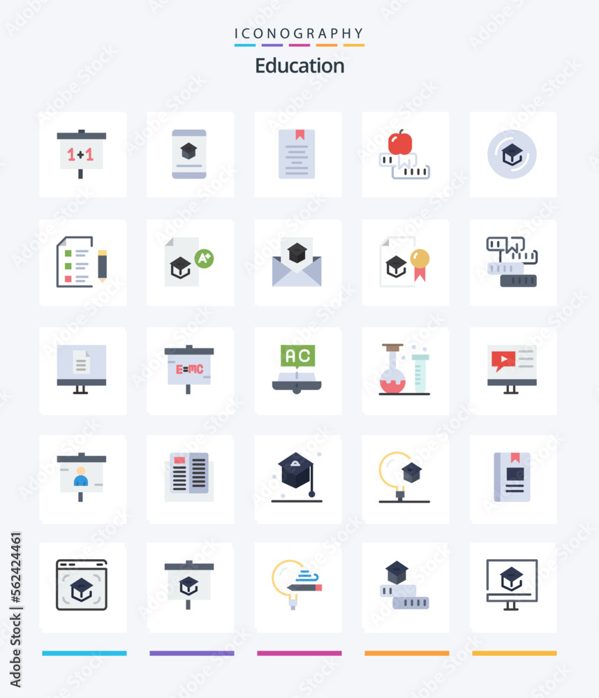 Creative Education 25 Flat icon pack  Such As knowledge. education. knowledge. university. school
