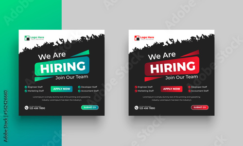 We are hiring job vacancy social media post or square web banner template design