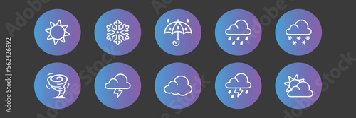 Weather icon vector set. Isolated modern colorful weather sign design