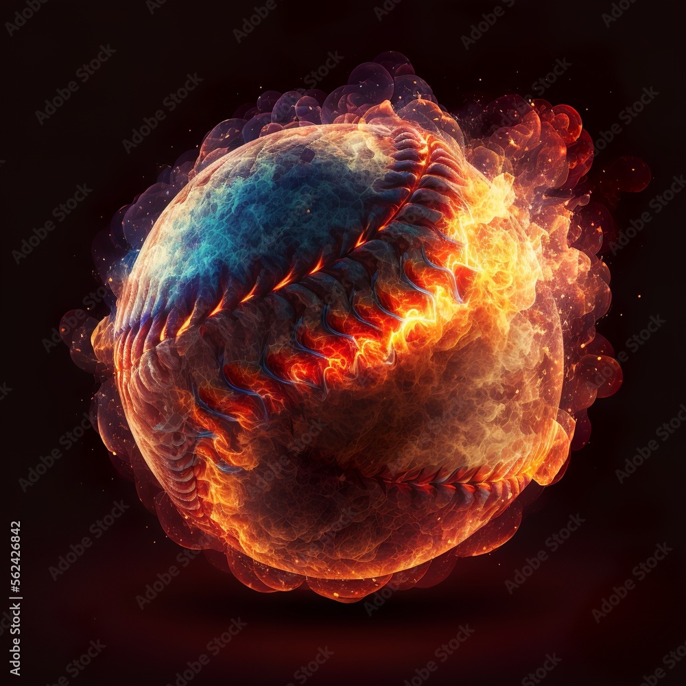 Baseball Is An Fiery Ball 3d Rendered Black Background Sport Burn Hot 