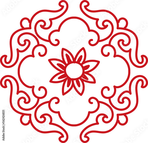 Ancient Chinese Retro Pattern spiral cross flower