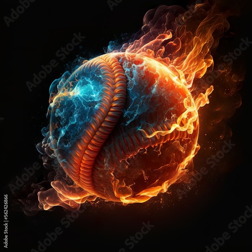 baseball is an fiery ball 3d rendered black background sport burn hot speed fast anxious leather dark sewn together by hand anxious smoking fire ball game american explosion flames	