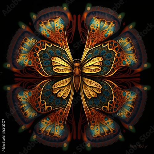 butterfly on black background pattern 3d rendered black model animal fly 