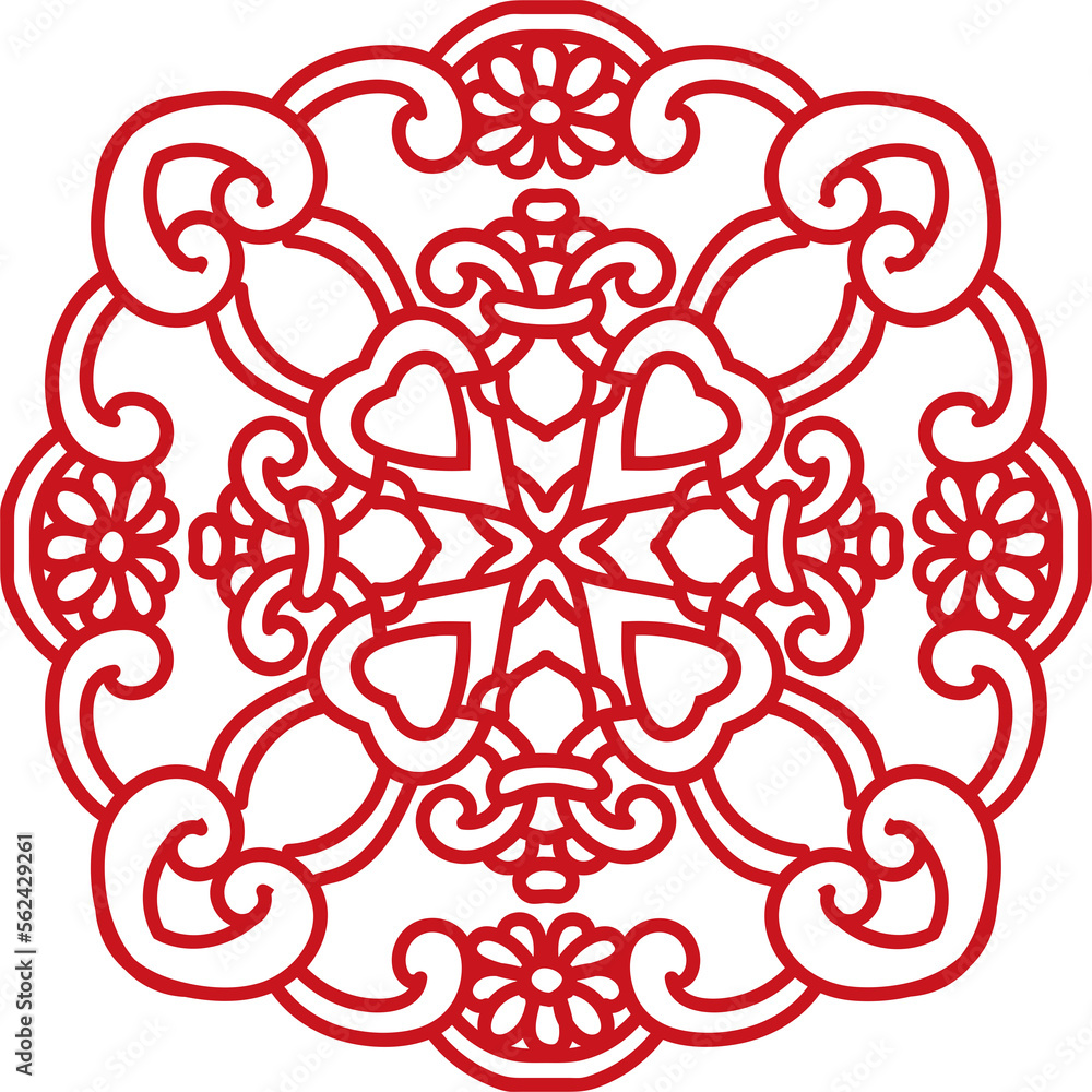 Ancient Chinese Retro Pattern spiral curve cross flower chain Ancient Chinese Retro Pattern spiral curve cross flower chain