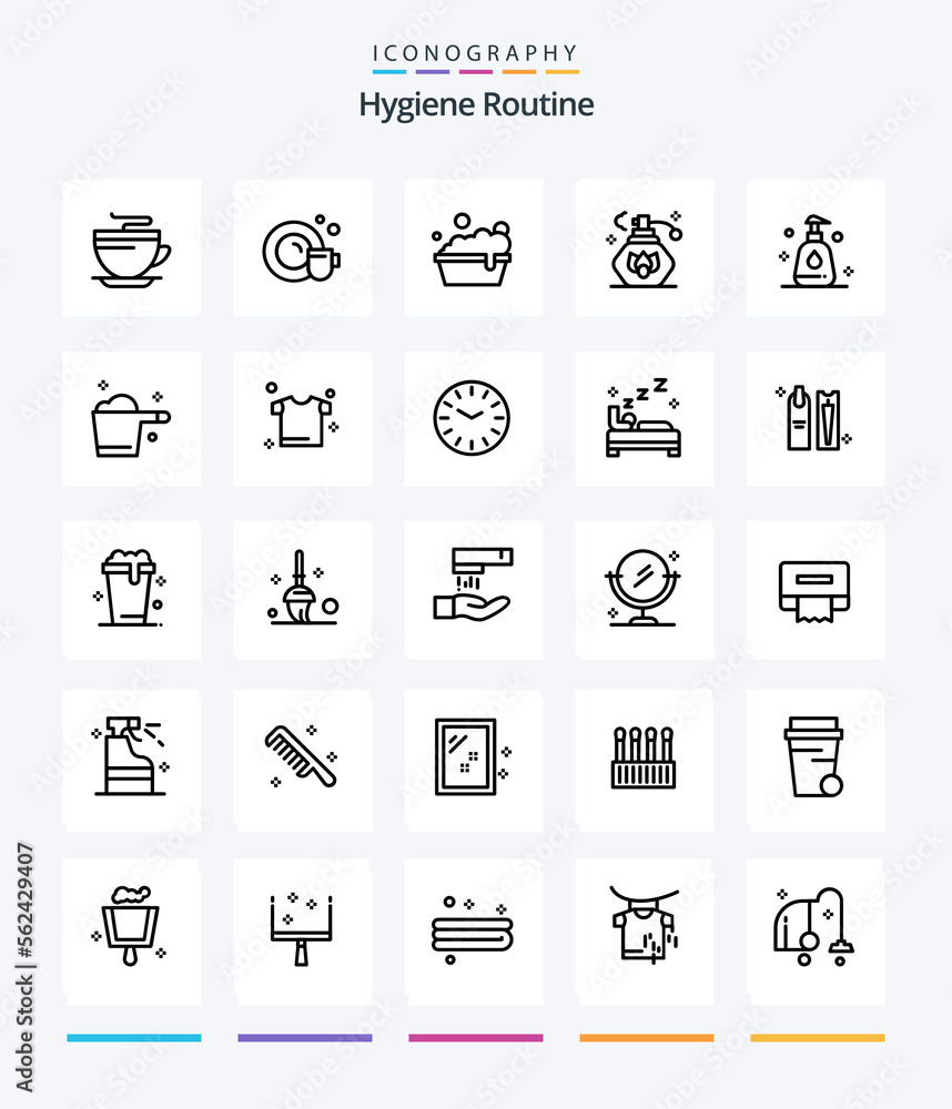 Creative Hygiene Routine 25 OutLine icon pack  Such As clothes. gauge. cleaning. detergent. clean