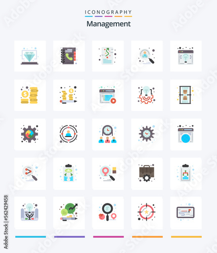 Creative Management 25 Flat icon pack Such As shortlisted. hiring. goal. candidate. strategic