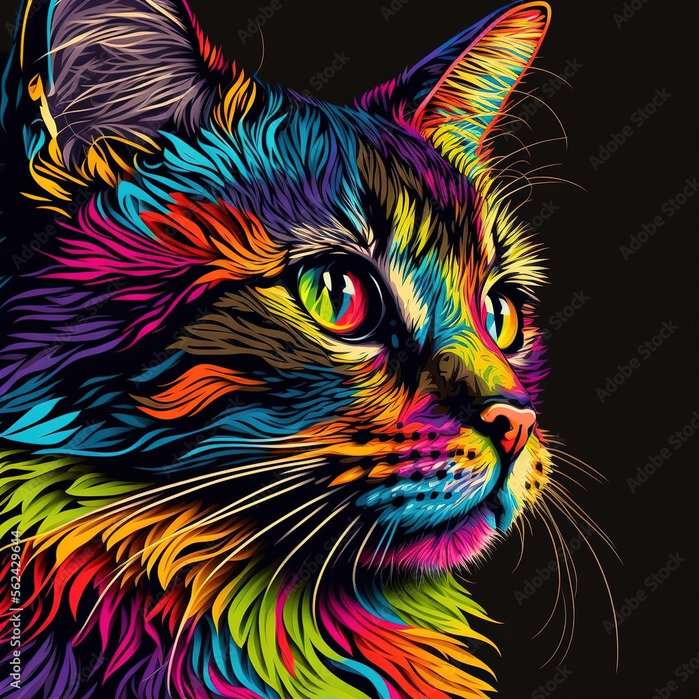 Colorful cat, pop art Stock Illustration