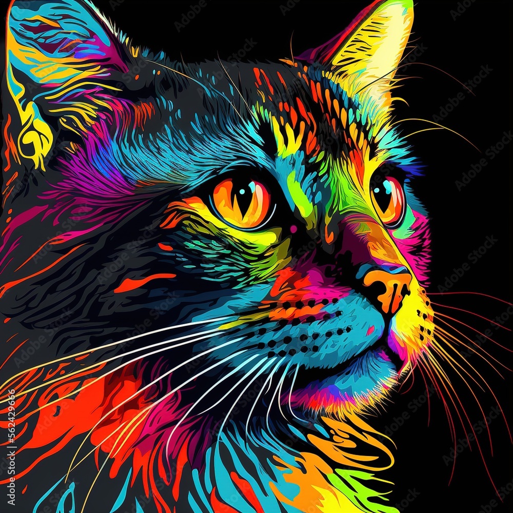 Colorful cat, pop art