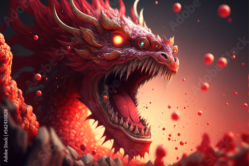 Dragon for Chinese Lunar New Year Festival Celebration Generative AI