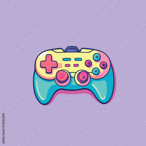 A gamepad in the style of pop art and anime. High quality illustration