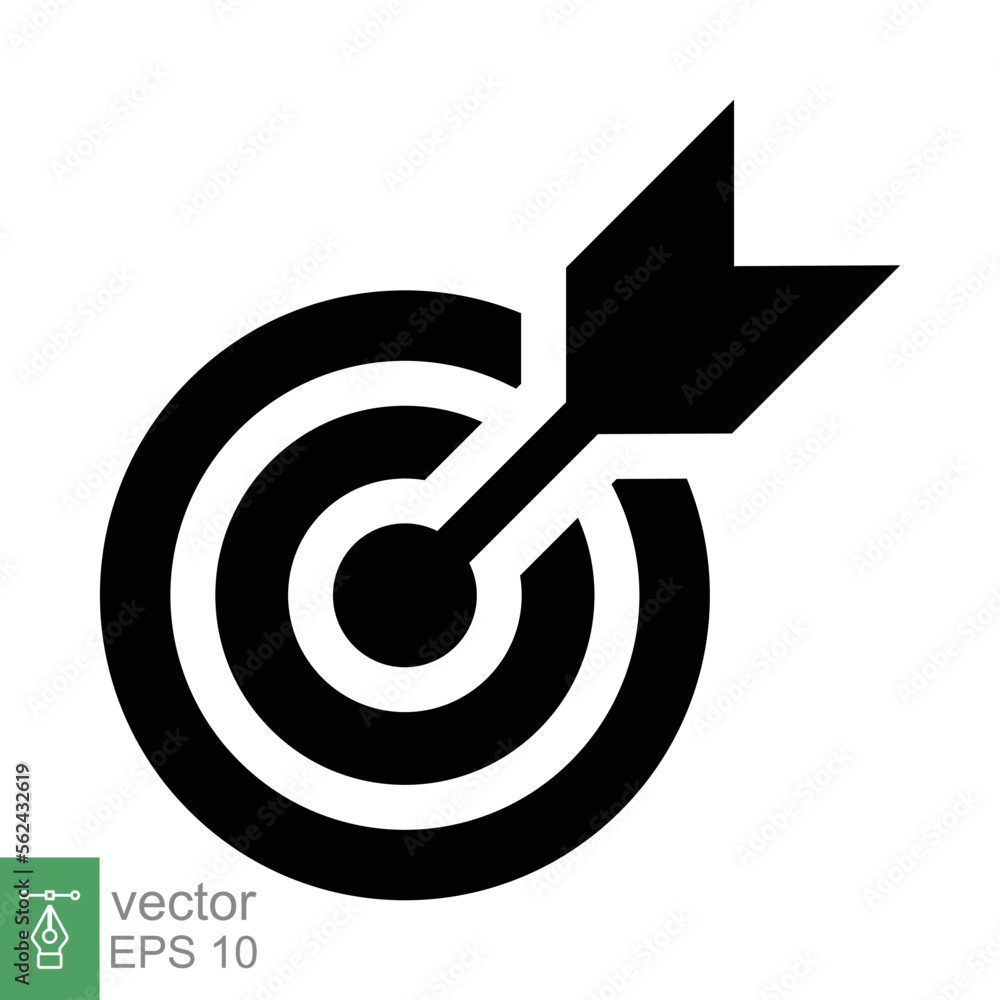 Target icon. Simple solid style. Focus accuracy dart, arrow dartboard hit, goal, objective, opportunity, business concept. Flat, glyph vector illustration isolated on white background. EPS 10. Target icon. Simple solid style. Focus accuracy dart, arrow dartboard hit, goal, objective, opportunity, business concept. Flat, glyph vector illustration isolated on white background. EPS 10.
