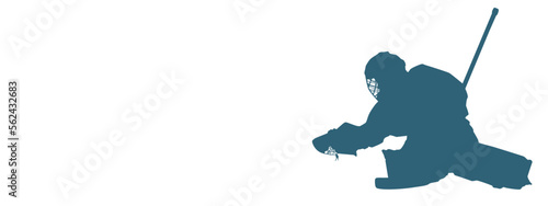 Silhouette of a hockey goalie on a white background. Sports illustration.