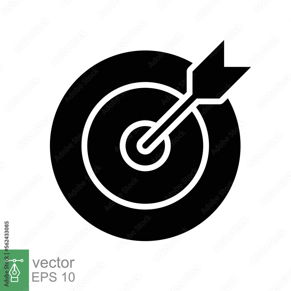 Target icon. Simple solid style. Focus accuracy dart, arrow dartboard hit, goal, objective, opportunity, business concept. Flat, glyph vector illustration isolated on white background. EPS 10. Target icon. Simple solid style. Focus accuracy dart, arrow dartboard hit, goal, objective, opportunity, business concept. Flat, glyph vector illustration isolated on white background. EPS 10.