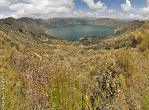 Quilotoa crater lake  in the Ecuadorian Andes, Equator