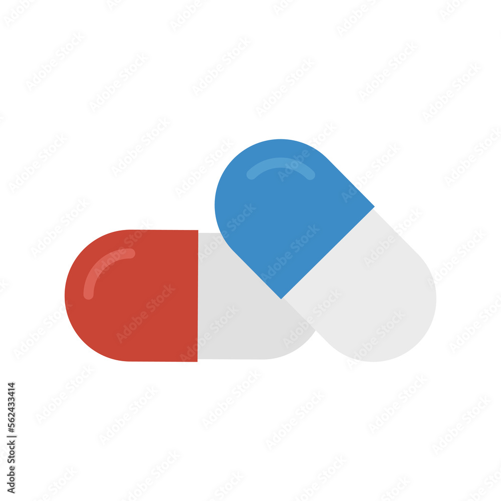 Pills capsule isolated on white background. Red and blue capsule. Pills capsule isolated on white background. Red and blue capsule.