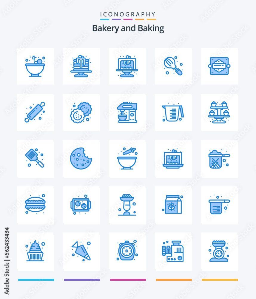 Creative Baking 25 Blue icon pack  Such As biscuit. bread rolling pin. cooking. bread roller. bakery