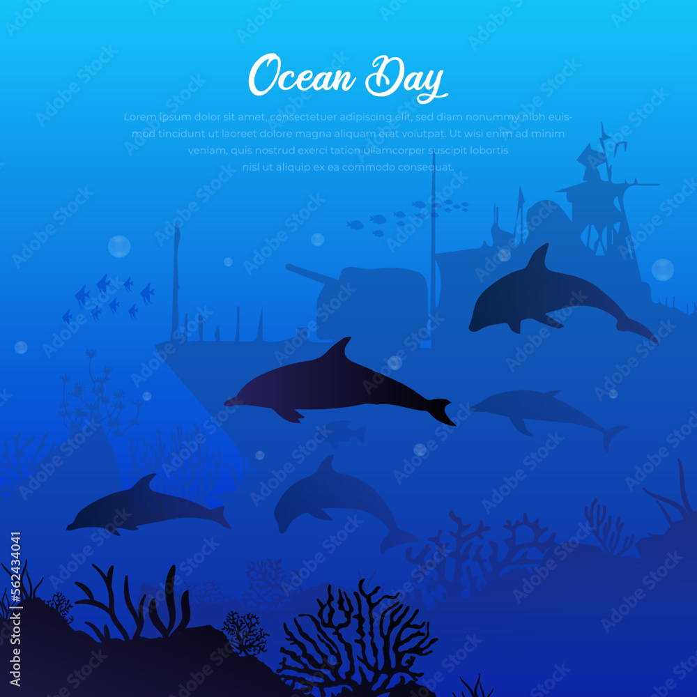 Obraz premium Elegant Ocean Underwater design background. World ocean day design background vector