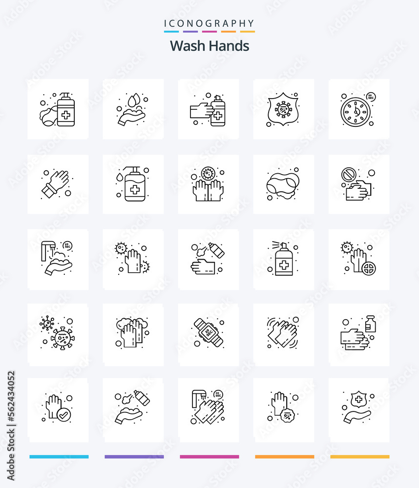 Creative Wash Hands 25 OutLine icon pack  Such As seconds. virus. gestures. shield. protection