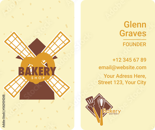 Bakery shop business card with contact info vector