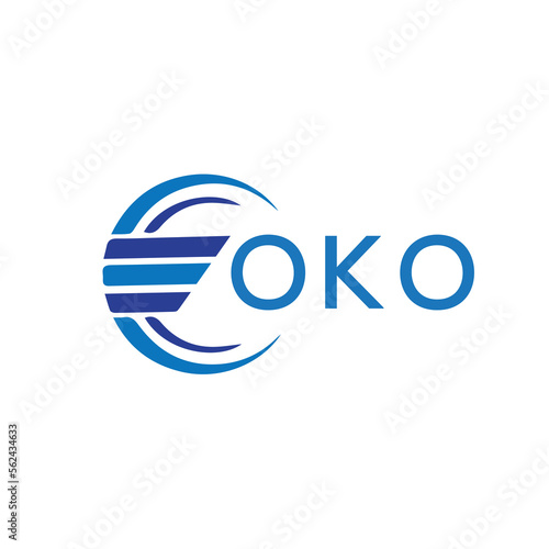 OKO letter logo. OKO blue image on white background. OKO vector logo design for entrepreneur and business. OKO best icon.
