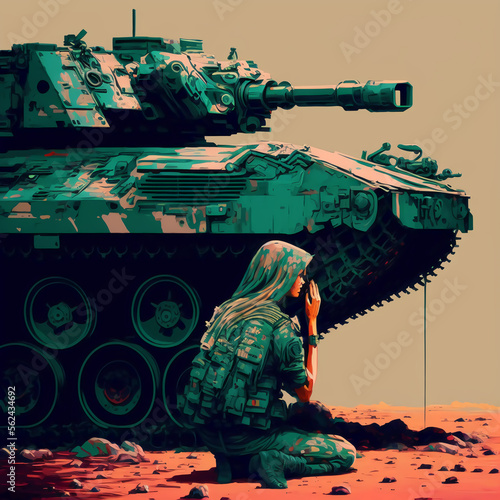 Tank near the soldier Generative AI