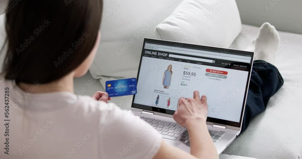 Smiling Female Shopping Online