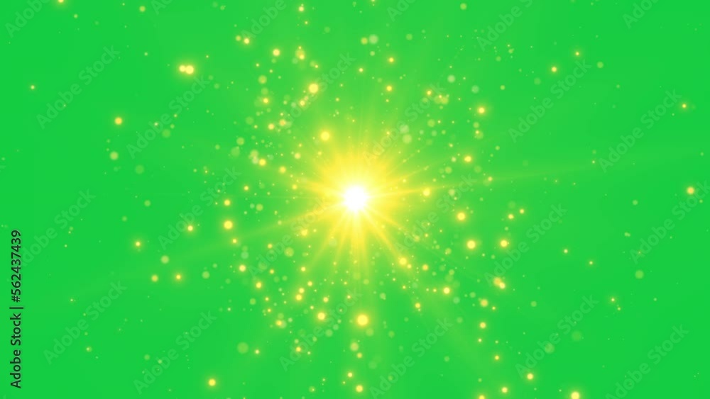 golden burst light explosion green screen background