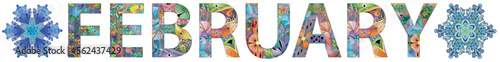 February. Colorful typography text banner. Vector the word February