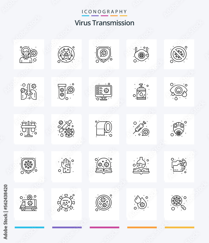 Creative Virus Transmission 25 OutLine icon pack  Such As diagnosis. safety. disease. medical. face