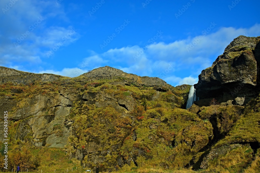Iceland-view of Gljúfrafoss waterfall and its surroundings
